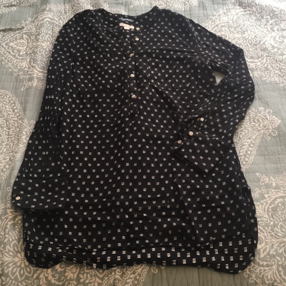 Merona Black & White Tunic / Button-Up Blouse